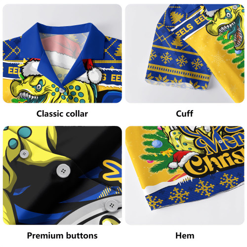 Parramatta Eels Hawaiian Shirt Merry Christmas Game Day Knit Style Team Edition