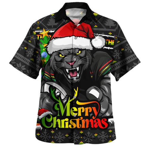 Penrith Panthers Hawaiian Shirt Merry Christmas Game Day Knit Style Team Edition