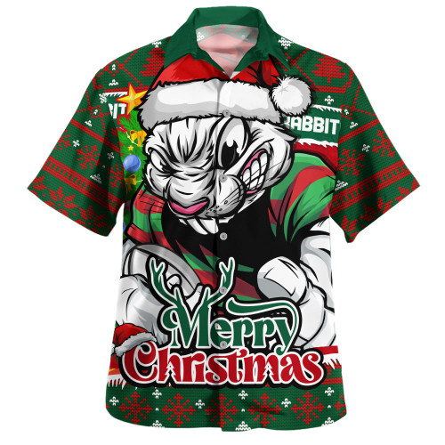 South Sydney Rabbitohs Hawaiian Shirt Merry Christmas Game Day Knit Style Team Edition South Sydney Rabbitohs Hawaiian Shirt Merry Christmas Game Day Knit Style Team Edition