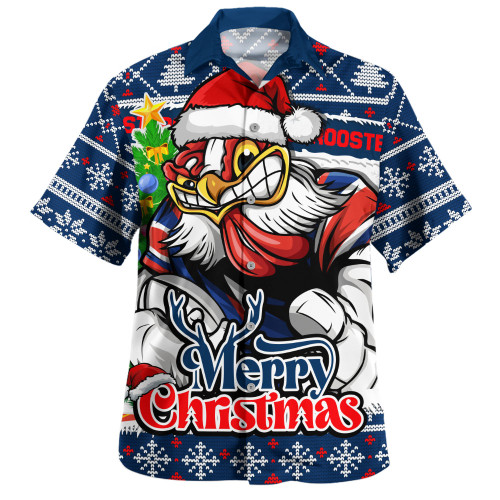 Sydney Roosters Hawaiian Shirt Merry Christmas Game Day Knit Style Team Edition