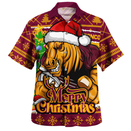 Brisbane Broncos Hawaiian Shirt Merry Christmas Game Day Knit Style Team Edition