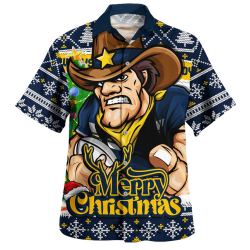 North Queensland Cowboys Hawaiian Shirt Merry Christmas Game Day Knit Style Team Edition