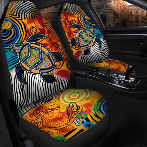 Australia Aboriginal Inspired Car Seat Covers - Turtle Indigenous Art Australia Aboriginal Inspired Car Seat Covers - Turtle Indigenous Art