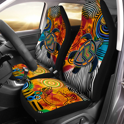 Australia Aboriginal Inspired Car Seat Covers - Turtle Indigenous Art Australia Aboriginal Inspired Car Seat Covers - Turtle Indigenous Art