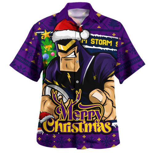 Melbourne Storm Hawaiian Shirt Merry Christmas Game Day Knit Style Team Edition