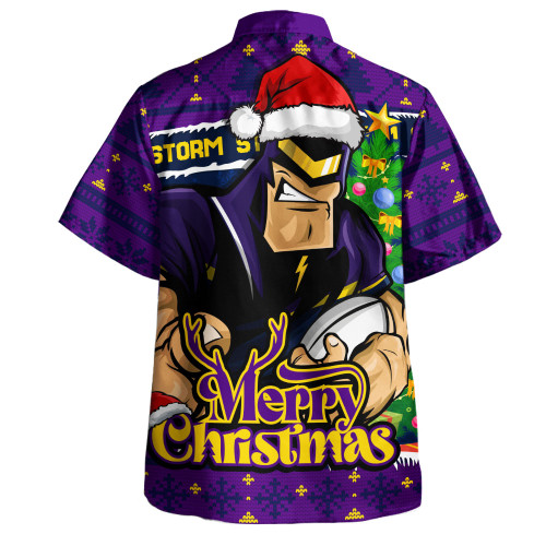 Melbourne Storm Hawaiian Shirt Merry Christmas Game Day Knit Style Team Edition