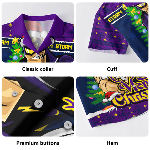 Melbourne Storm Hawaiian Shirt Merry Christmas Game Day Knit Style Team Edition