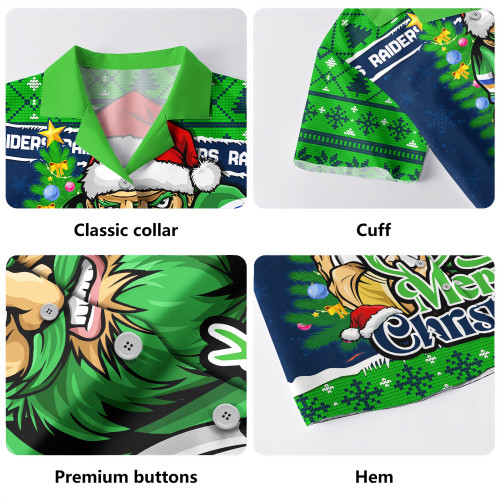 Canberra Raiders Hawaiian Shirt Merry Christmas Game Day Knit Style Team Edition