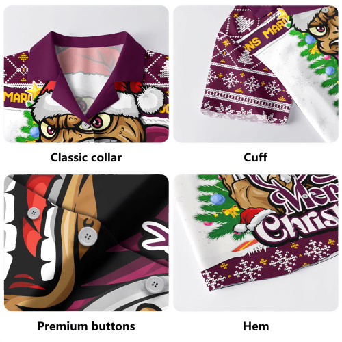Queensland Maroons Hawaiian Shirt Merry Christmas Game Day Knit Style Team Edition