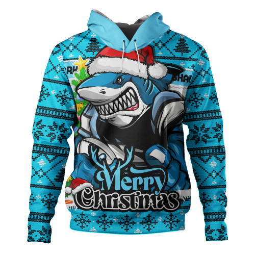 Cronulla-Sutherland Sharks Hoodie Merry Christmas Game Day Knit Style Team Edition Cronulla-Sutherland Sharks Hoodie Merry Christmas Game Day Knit Style Team Edition
