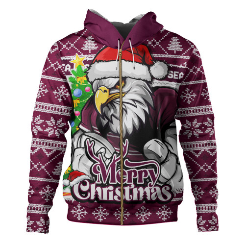 Manly Warringah Sea Eagles Hoodie Merry Christmas Game Day Knit Style Team Edition