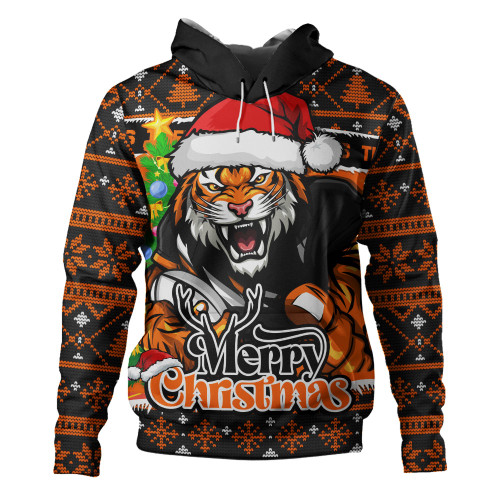 Wests Tigers Hoodie Merry Christmas Game Day Knit Style Team Edition Wests Tigers Hoodie Merry Christmas Game Day Knit Style Team Edition