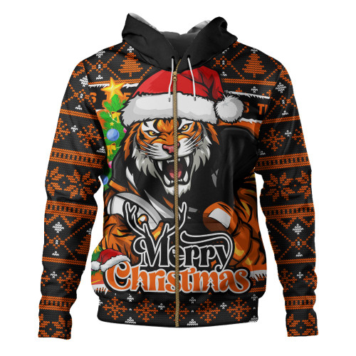 Wests Tigers Hoodie Merry Christmas Game Day Knit Style Team Edition Wests Tigers Hoodie Merry Christmas Game Day Knit Style Team Edition