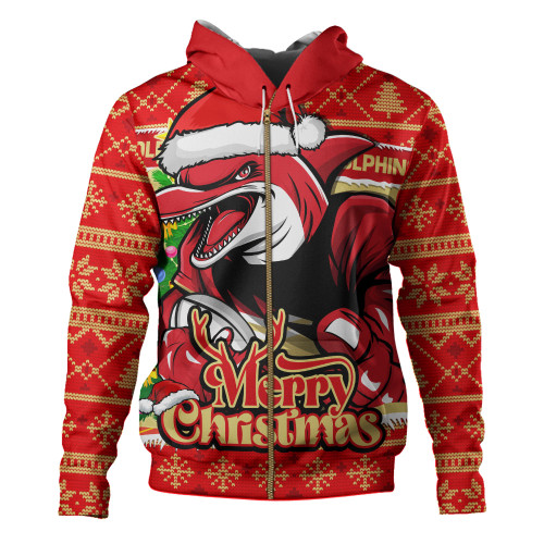 Redcliffe Dolphins Hoodie Merry Christmas Game Day Knit Style Team Edition