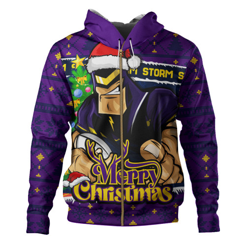 Melbourne Storm Hoodie Merry Christmas Game Day Knit Style Team Edition