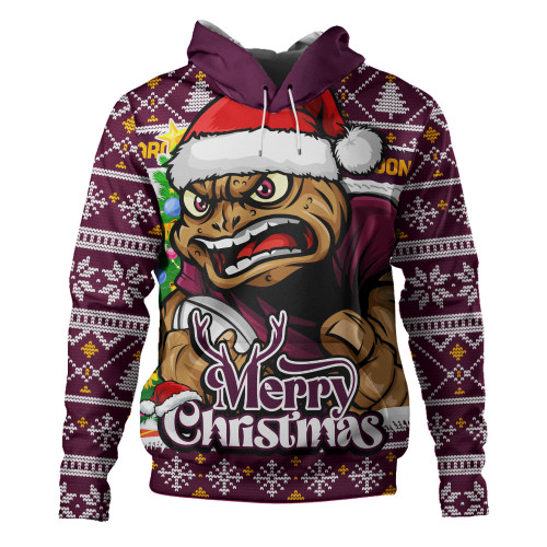 Queensland Maroons Hoodie Merry Christmas Game Day Knit Style Team Edition