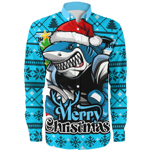 Cronulla-Sutherland Sharks Long Sleeve Shirt Merry Christmas Game Day Knit Style Team Edition Cronulla-Sutherland Sharks Long Sleeve Shirt Merry Christmas Game Day Knit Style Team Edition