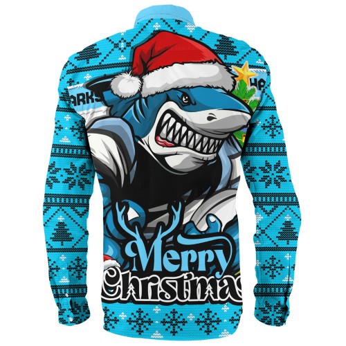 Cronulla-Sutherland Sharks Long Sleeve Shirt Merry Christmas Game Day Knit Style Team Edition