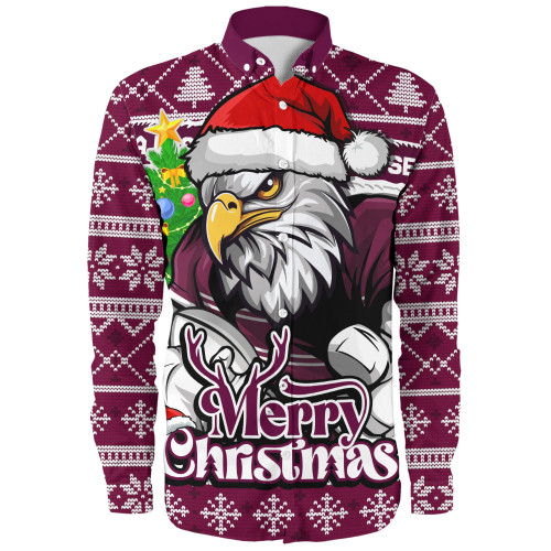 Manly Warringah Sea Eagles Long Sleeve Shirt Merry Christmas Game Day Knit Style Team Edition