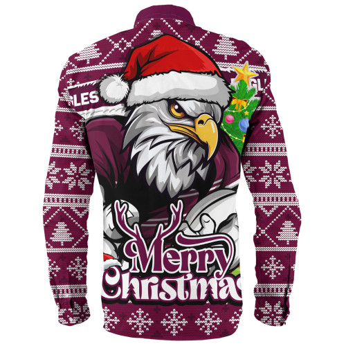 Manly Warringah Sea Eagles Long Sleeve Shirt Merry Christmas Game Day Knit Style Team Edition