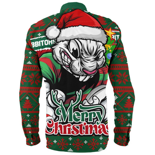 South Sydney Rabbitohs Long Sleeve Shirt Merry Christmas Game Day Knit Style Team Edition