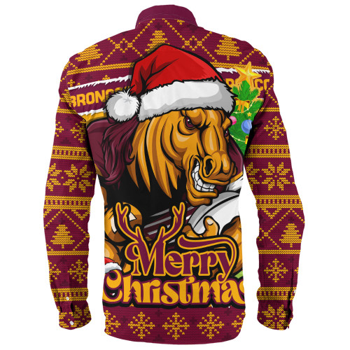 Brisbane Broncos Long Sleeve Shirt Merry Christmas Game Day Knit Style Team Edition