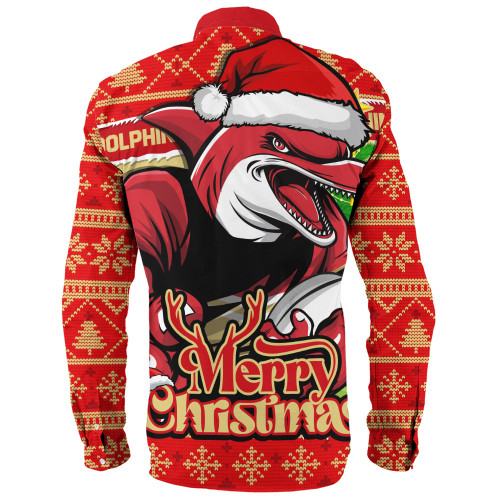 Redcliffe Dolphins Long Sleeve Shirt Merry Christmas Game Day Knit Style Team Edition