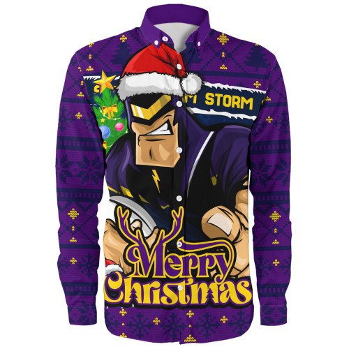 Melbourne Storm Long Sleeve Shirt Merry Christmas Game Day Knit Style Team Edition