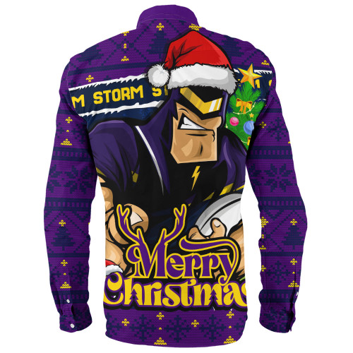 Melbourne Storm Long Sleeve Shirt Merry Christmas Game Day Knit Style Team Edition