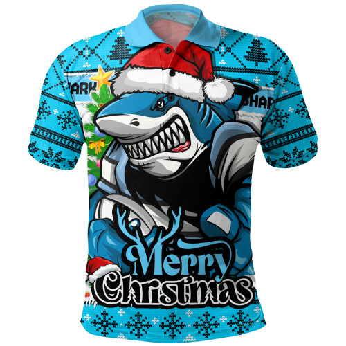 Cronulla-Sutherland Sharks Polo Shirt Merry Christmas Game Day Knit Style Team Edition