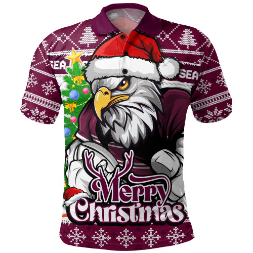 Manly Warringah Sea Eagles Polo Shirt Merry Christmas Game Day Knit Style Team Edition