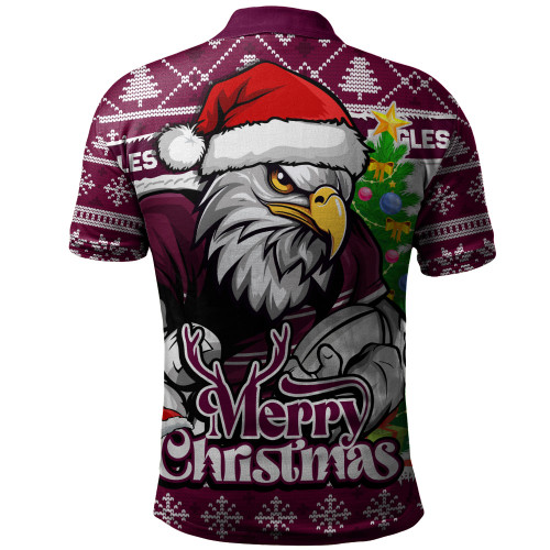 Manly Warringah Sea Eagles Polo Shirt Merry Christmas Game Day Knit Style Team Edition