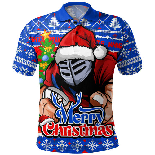 Newcastle Knights Polo Shirt Merry Christmas Game Day Knit Style Team Edition