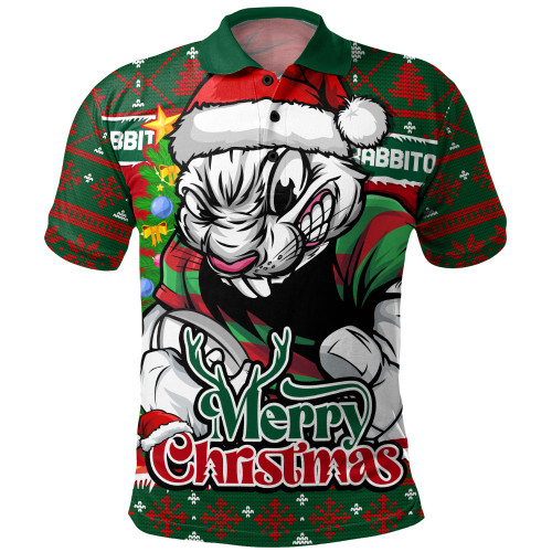 South Sydney Rabbitohs Polo Shirt Merry Christmas Game Day Knit Style Team Edition