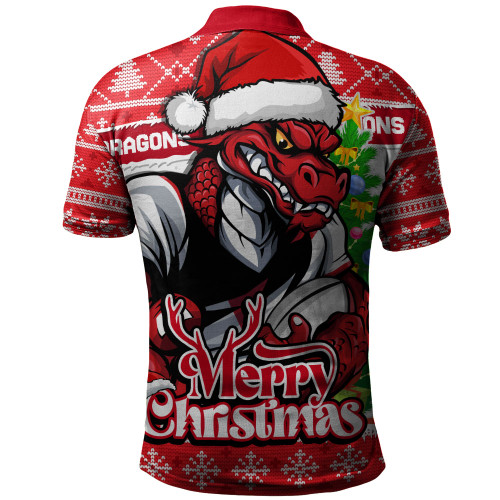 St. George Illawarra Dragons Polo Shirt Merry Christmas Game Day Knit Style Team Edition