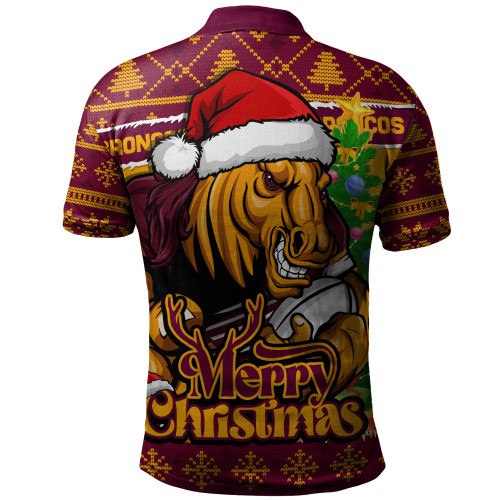 Brisbane Broncos Polo Shirt Merry Christmas Game Day Knit Style Team Edition Brisbane Broncos Polo Shirt Merry Christmas Game Day Knit Style Team Edition