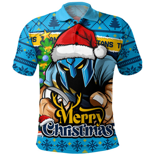 Gold Coast Titans Polo Shirt Merry Christmas Game Day Knit Style Team Edition