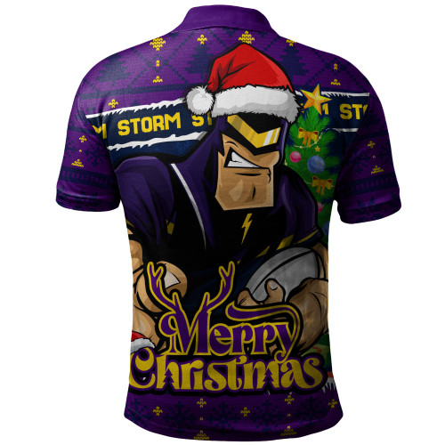 Melbourne Storm Polo Shirt Merry Christmas Game Day Knit Style Team Edition Melbourne Storm Polo Shirt Merry Christmas Game Day Knit Style Team Edition
