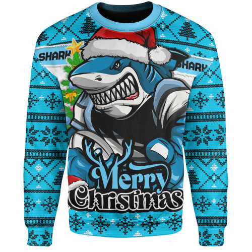 Cronulla-Sutherland Sharks Sweatshirt Merry Christmas Game Day Knit Style Team Edition Cronulla-Sutherland Sharks Sweatshirt Merry Christmas Game Day Knit Style Team Edition