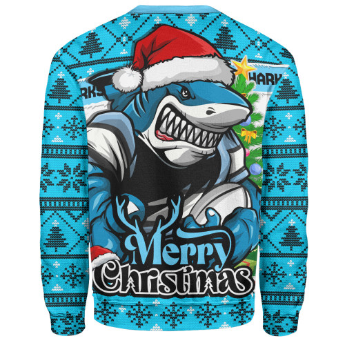 Cronulla-Sutherland Sharks Sweatshirt Merry Christmas Game Day Knit Style Team Edition Cronulla-Sutherland Sharks Sweatshirt Merry Christmas Game Day Knit Style Team Edition