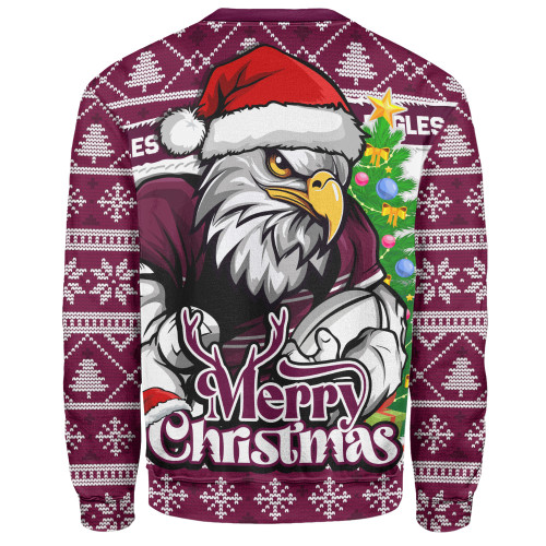 Manly Warringah Sea Eagles Sweatshirt Merry Christmas Game Day Knit Style Team Edition