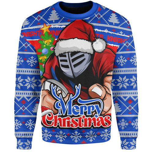 Newcastle Knights Sweatshirt Merry Christmas Game Day Knit Style Team Edition