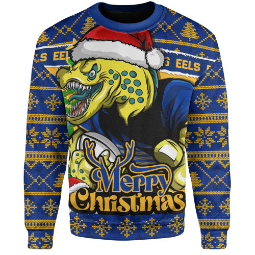 Parramatta Eels Sweatshirt Merry Christmas Game Day Knit Style Team Edition