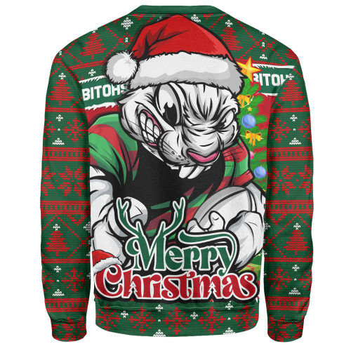 South Sydney Rabbitohs Sweatshirt Merry Christmas Game Day Knit Style Team Edition South Sydney Rabbitohs Sweatshirt Merry Christmas Game Day Knit Style Team Edition