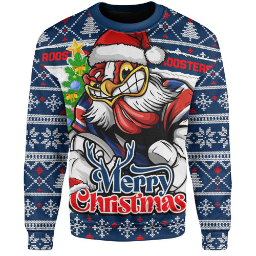 Sydney Roosters Sweatshirt Merry Christmas Game Day Knit Style Team Edition Sydney Roosters Sweatshirt Merry Christmas Game Day Knit Style Team Edition
