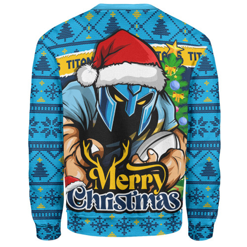 Gold Coast Titans Sweatshirt Merry Christmas Game Day Knit Style Team Edition