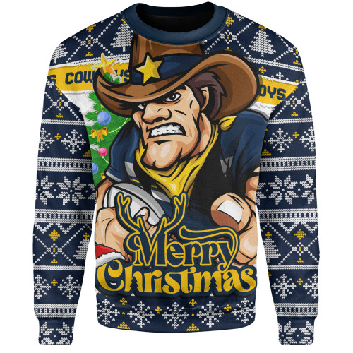 North Queensland Cowboys Sweatshirt Merry Christmas Game Day Knit Style Team Edition North Queensland Cowboys Sweatshirt Merry Christmas Game Day Knit Style Team Edition