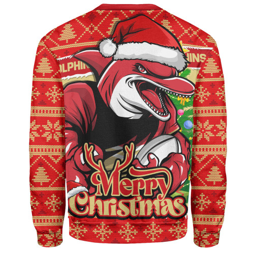 Redcliffe Dolphins Sweatshirt Merry Christmas Game Day Knit Style Team Edition
