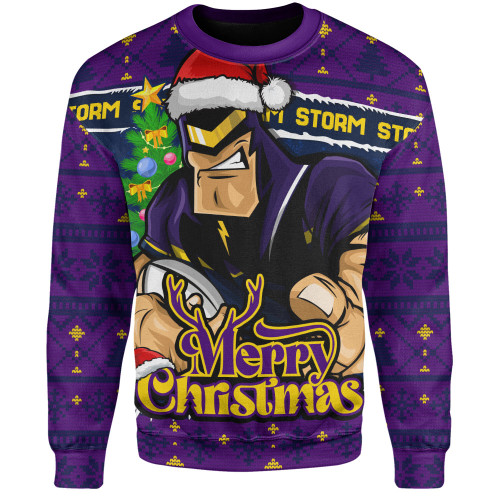 Melbourne Storm Sweatshirt Merry Christmas Game Day Knit Style Team Edition Melbourne Storm Sweatshirt Merry Christmas Game Day Knit Style Team Edition
