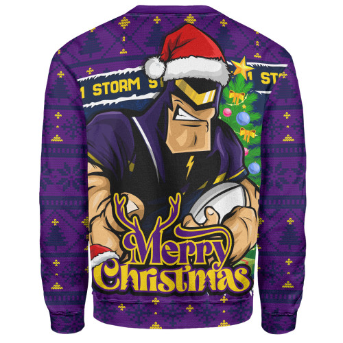 Melbourne Storm Sweatshirt Merry Christmas Game Day Knit Style Team Edition Melbourne Storm Sweatshirt Merry Christmas Game Day Knit Style Team Edition